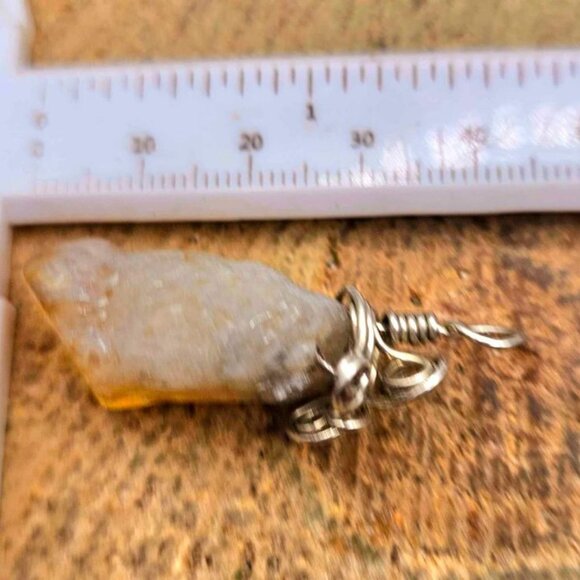 Nature Yellow Citrine Tooth Wire Wrapped Pendant Necklace - Picture 10 of 10